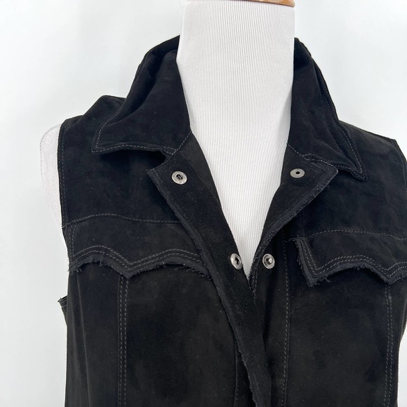 JAKETT NEW YORK Harper Dress Womens Small Black Washed Suede Sleeveless Duster - Picture 4 of 16